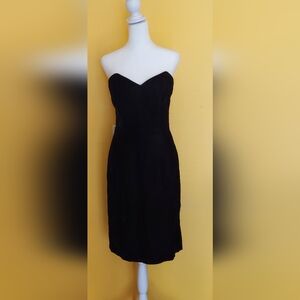 Scott McClintock Strapless Black Velvet Midi Dress